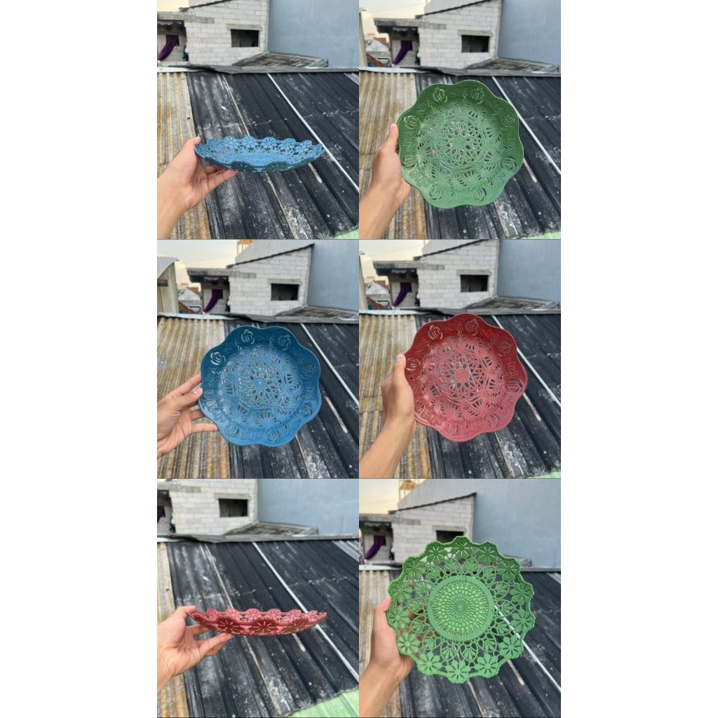 ( RGZ ) Piring Rotan Motif Cantik // Piring Rotan Bahan Plastik // Piring Rotan Motif Bunga