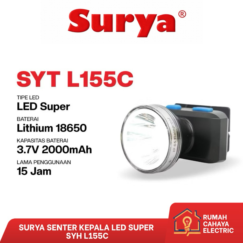 LAMPU SENTER KEPALA LED TAHAN AIR | SURYA SYT L155C | SENTER CAMPING | COCOK UNTUK AKTIVITAS OUTDOOR