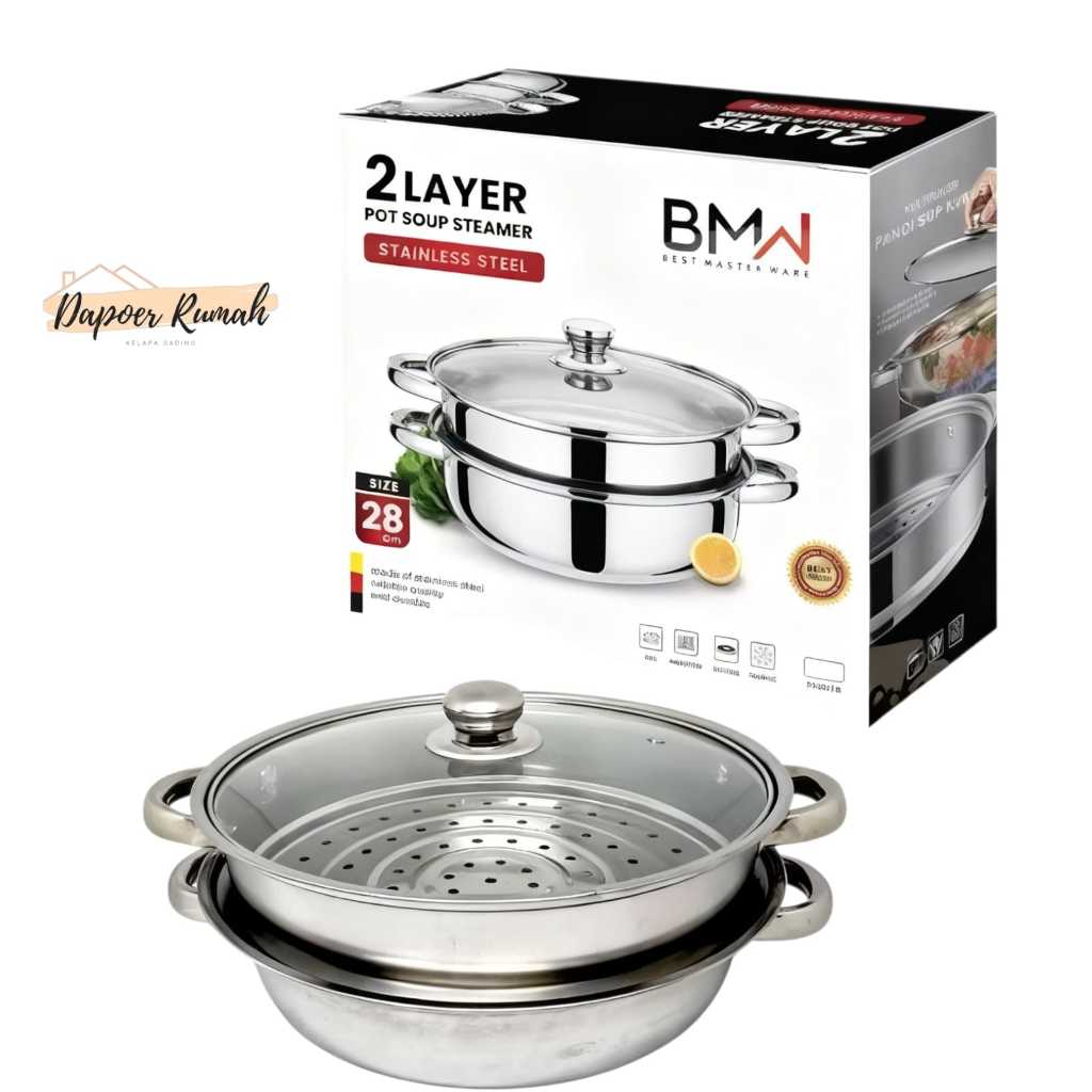 Panci Kukusan Stainless BMW/Panci Stremer 2 Susun/Panci Kukus 2 Lapis