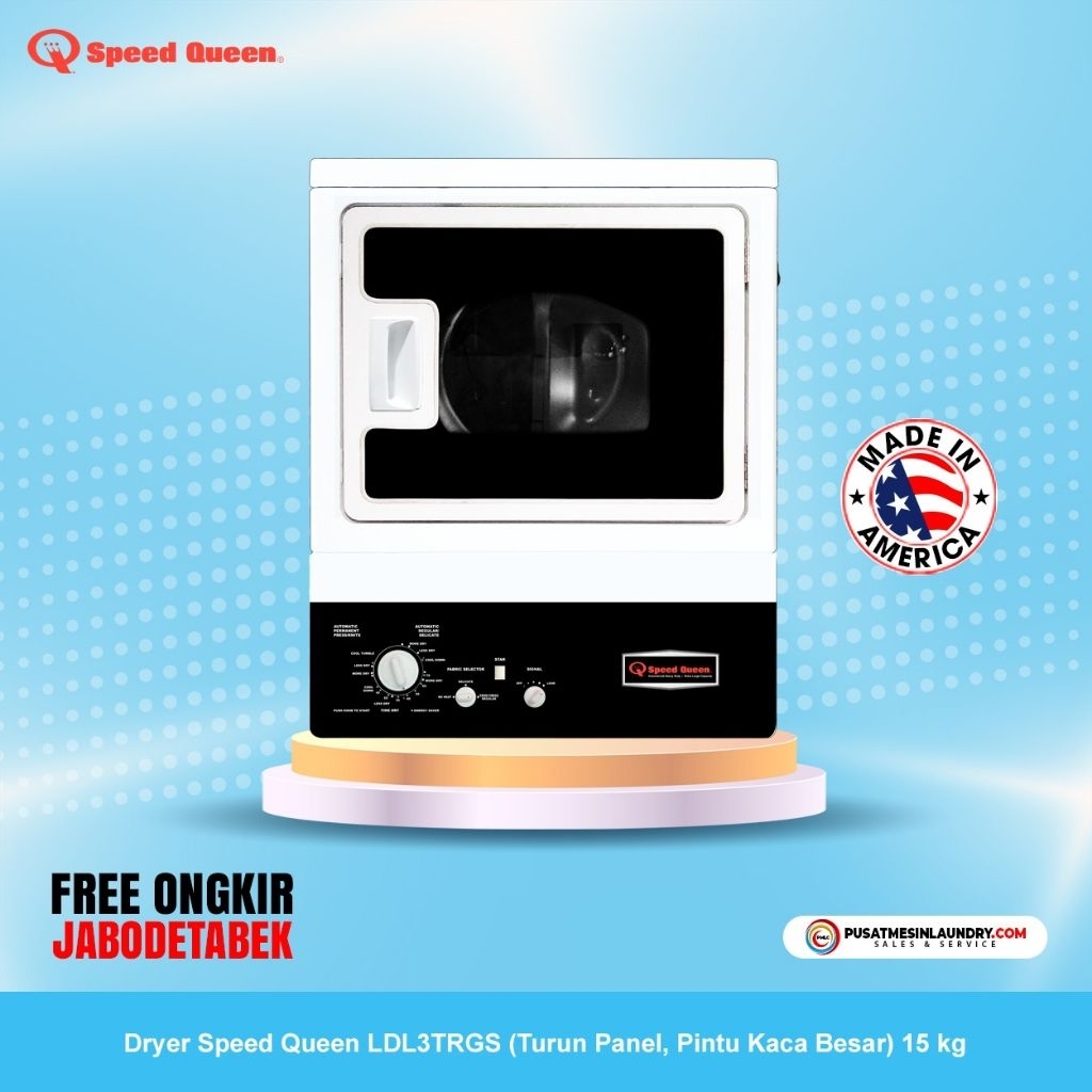 Dryer SpeedQueen LDL3TRGS/LDL3TRGW 15 Kg Pintu Kaca Besar (Gas