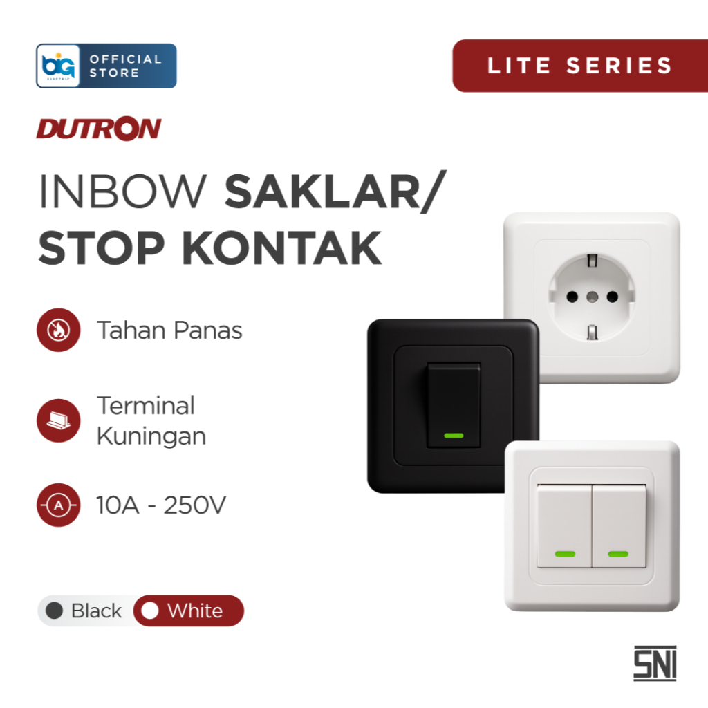 DUTRON Saklar Stop Kontak Listrik Inbow Putih/Hitam