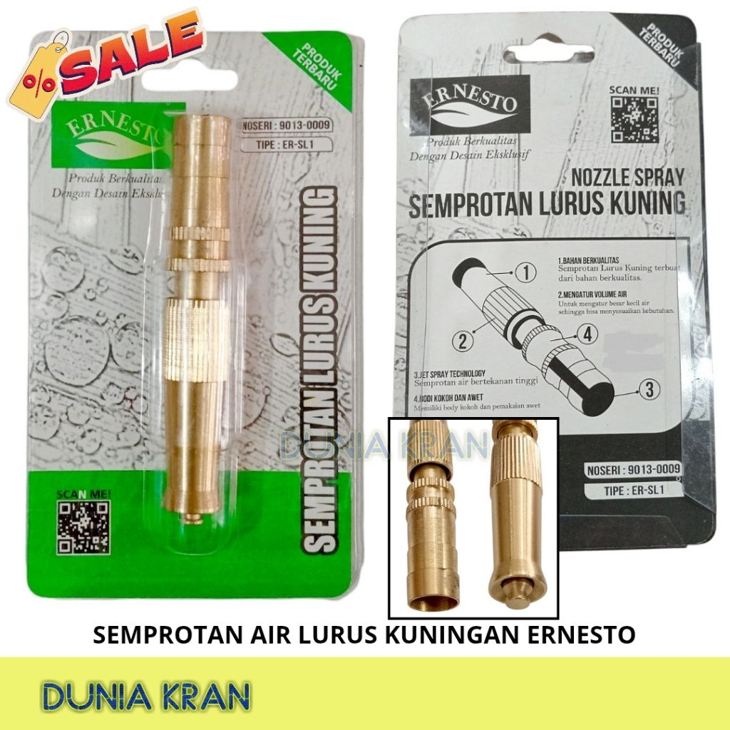SEMPROTAN SELANG LURUS KUNINGAN BRASS HOSE NOZZLE SPRAY ERNESTO