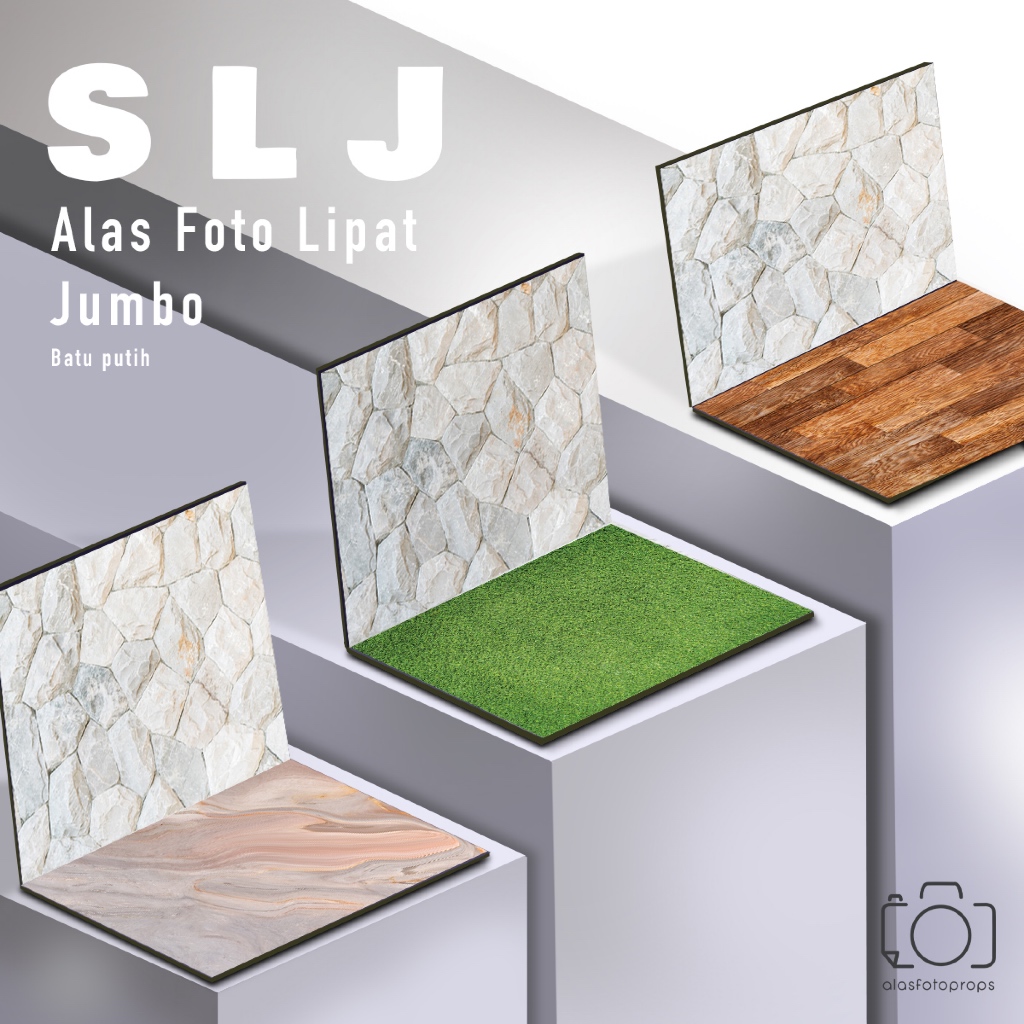 Alas Foto Lipat Jumbo Batu Putih  70x50 cm / Background Foto Produk Mini Studio (SLJ)
