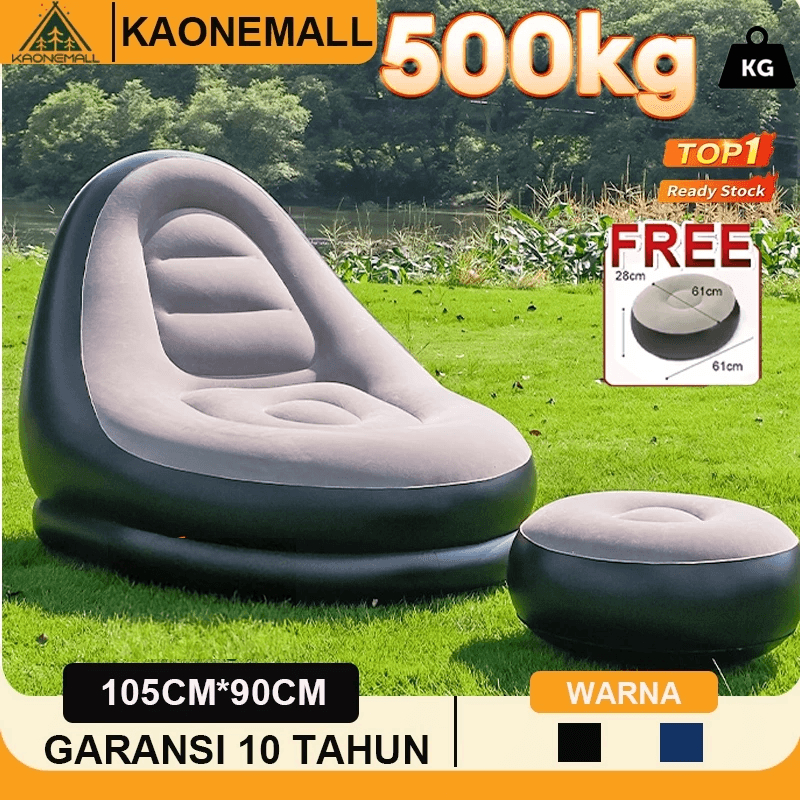 Sofa angin jumbo Sofa Santai Angin Portable Sofa Tiup Dengan Sandaran kasur Angin free pompa Bed Ang