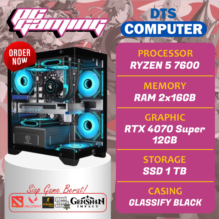 Pc Gaming | PROC Ryzen 5 7600 | RTX 4070 Super | 32GB RAM DDR5 | SSD 1TB