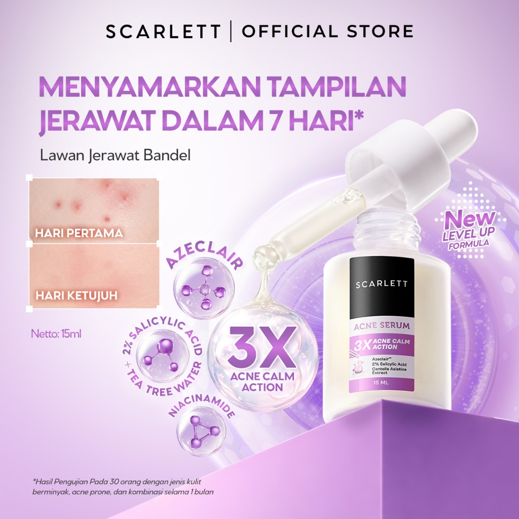 NEW FORMULA Scarlett Acne Serum Azeclair, 2% Salicylic Acid & Niacinamide - Serum Jerawat , Melawan 