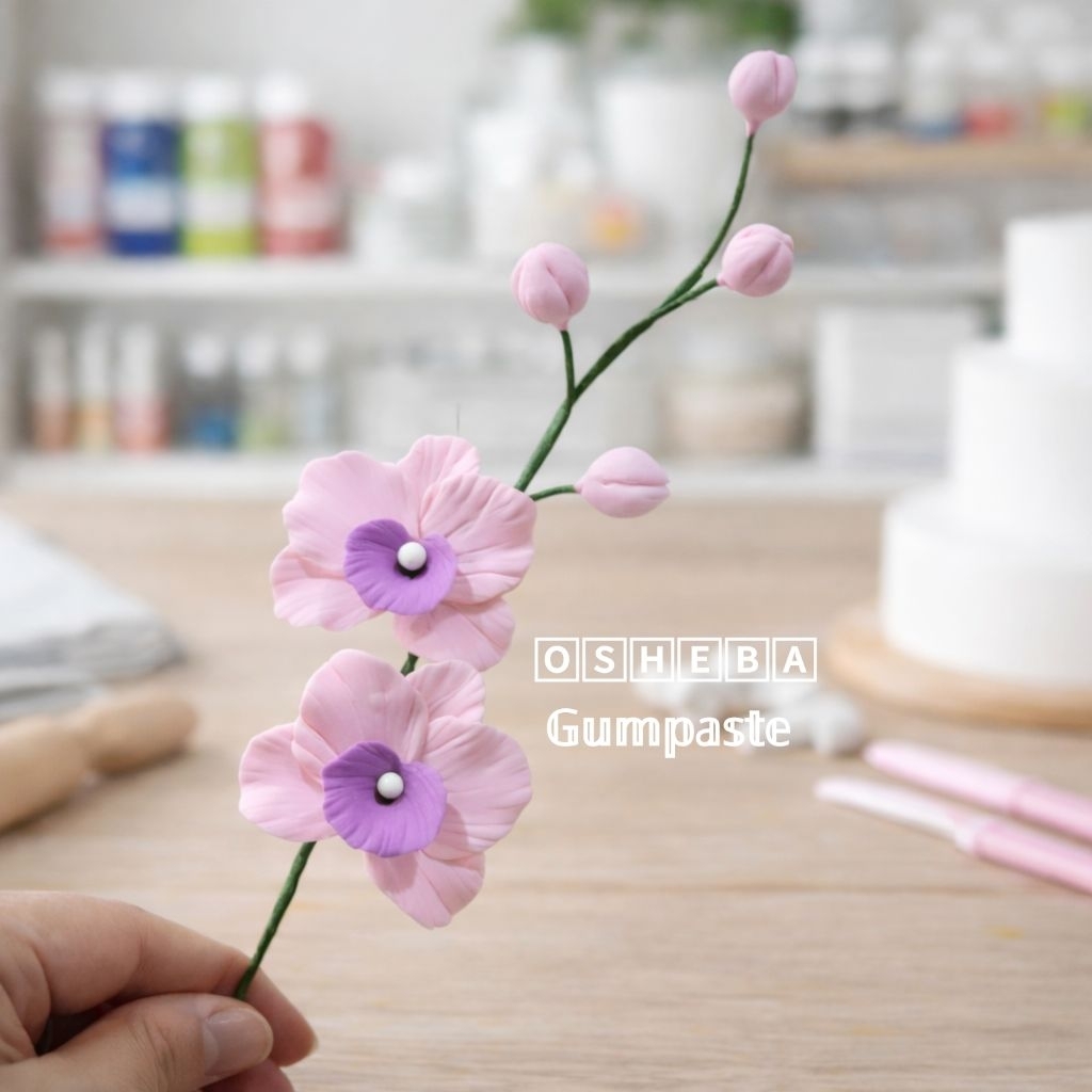 osheba] gumpaste bunga filler anggrek SQ 42 warna pink - purple