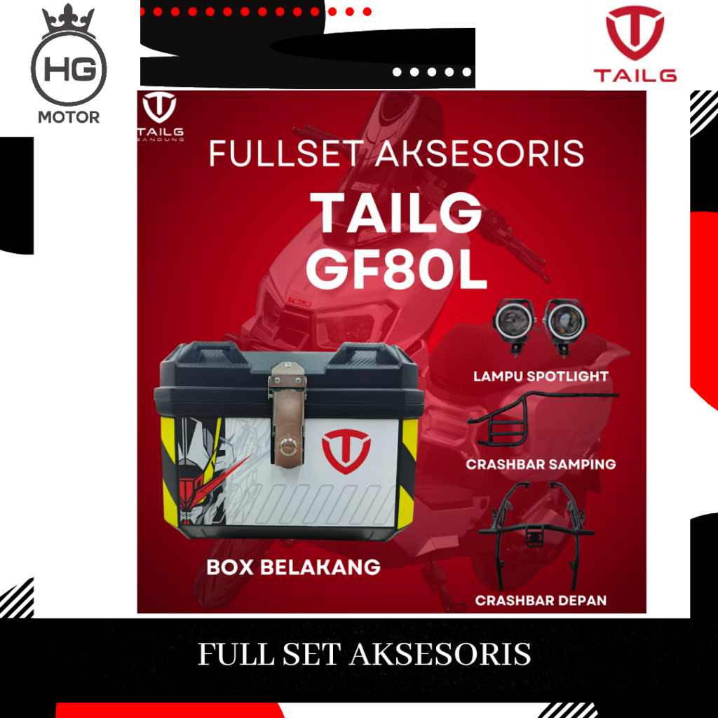 FULLSET AKSESORIS SEPEDA LISTRIK TAILG GF80L BOX LAMPU CRASHBAR