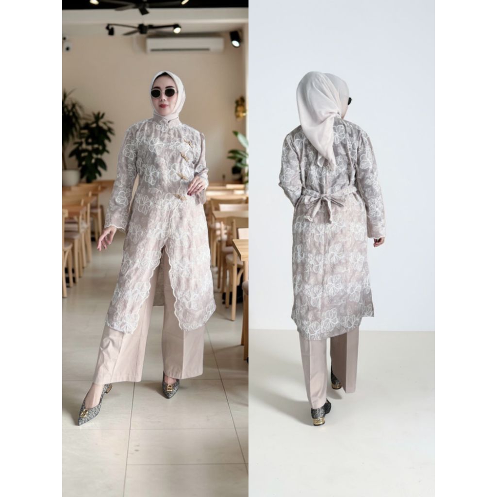 ALUNA SET TUNIK TENCEL JACGUARD EMBROIDERY