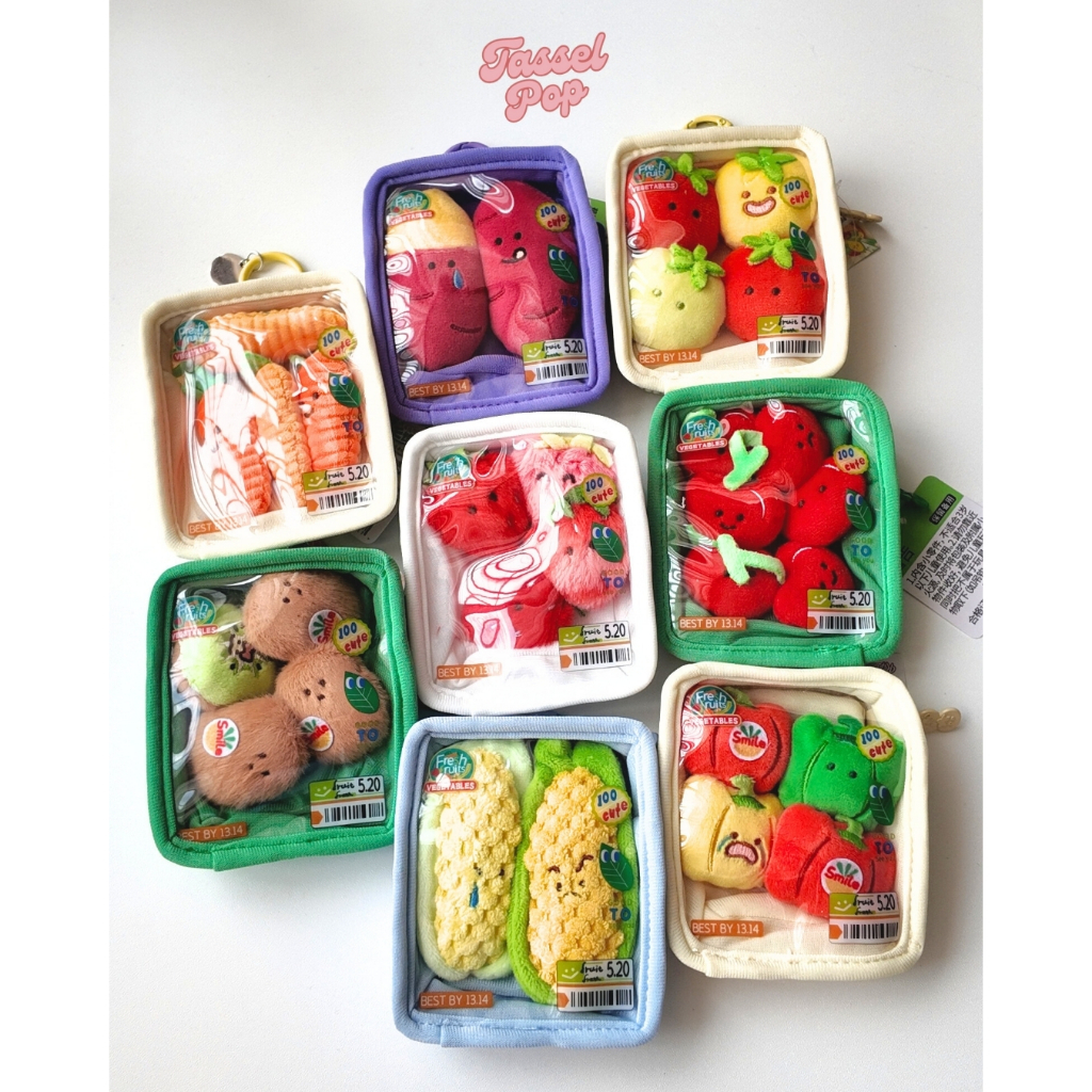 Tassel Pop Cute Pouch Gantungan Kunci Boneka Unik Bag Charm Gantungan Tas Unik Aesthetic Food Vegeta