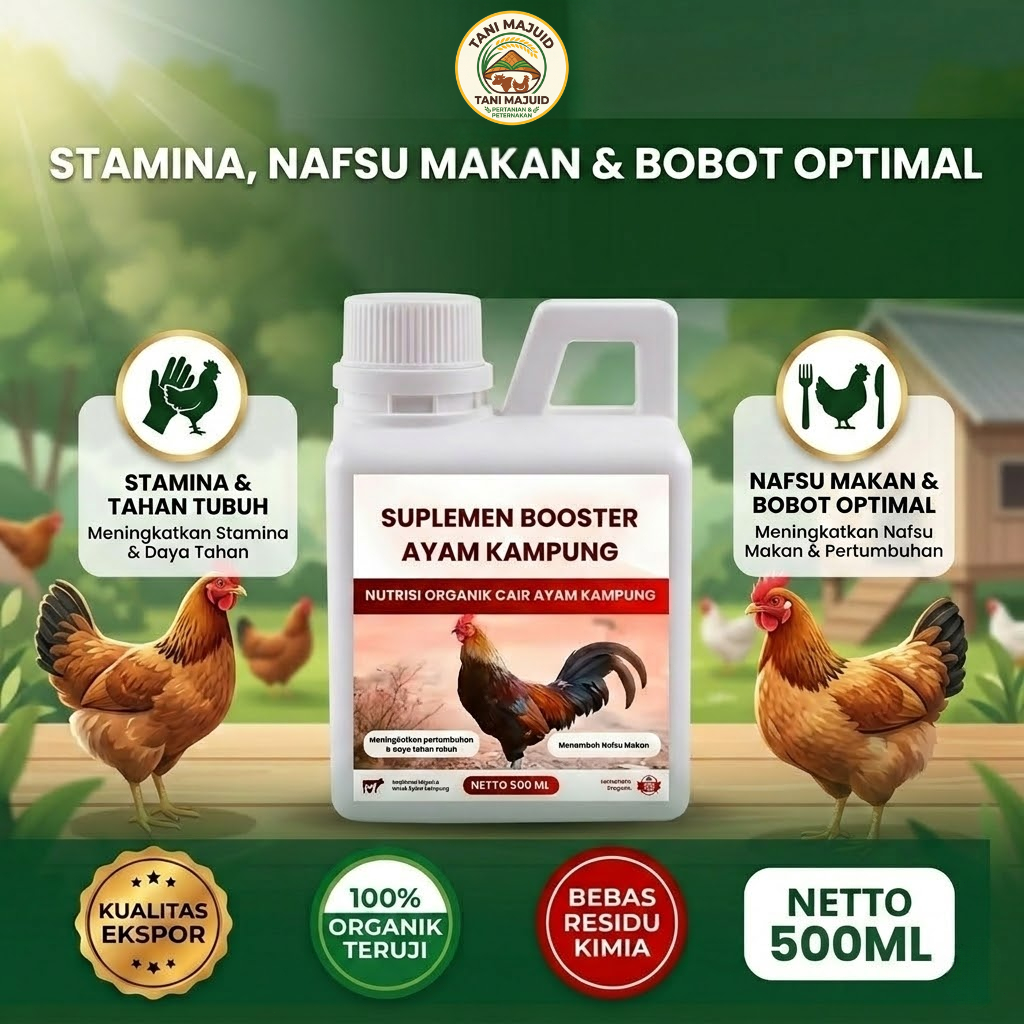 Booster Ayam Kampung 1L Original | Vitamin Ayam Broiler, Cemani & Sumatra, Suplemen Penambah Stamina