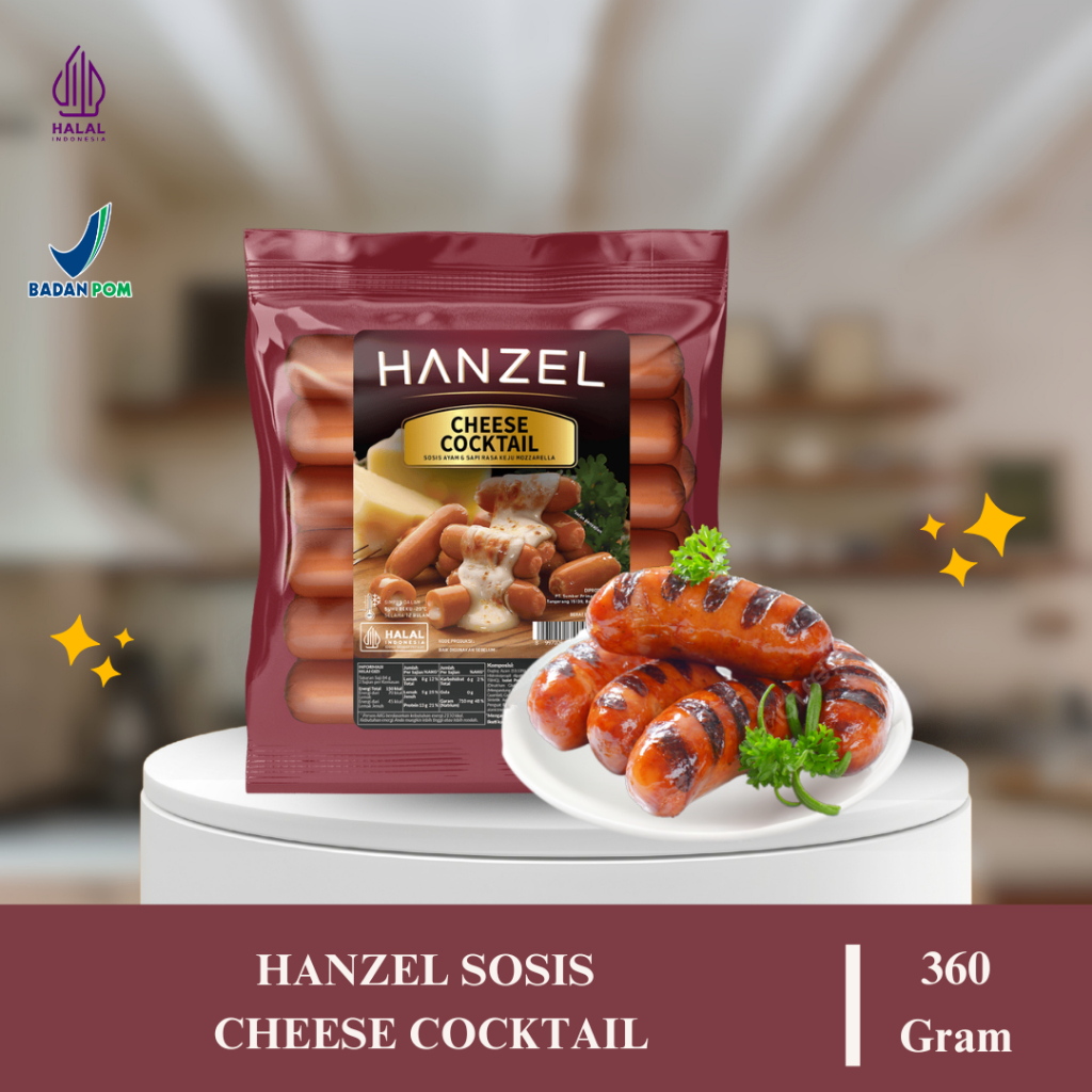 Hanzel Sosis Cocktail Cheese / Sosis Daging Sapi Keju / Sosis Ayam Sapi - 360 Gram