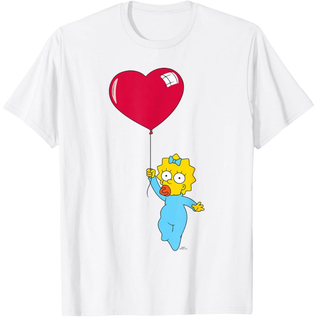 Kaos The Simpsons Maggie Heart Balloon Valentine's Day T-Shirt – Baju Vintage 90s Retro Pria Wanita 