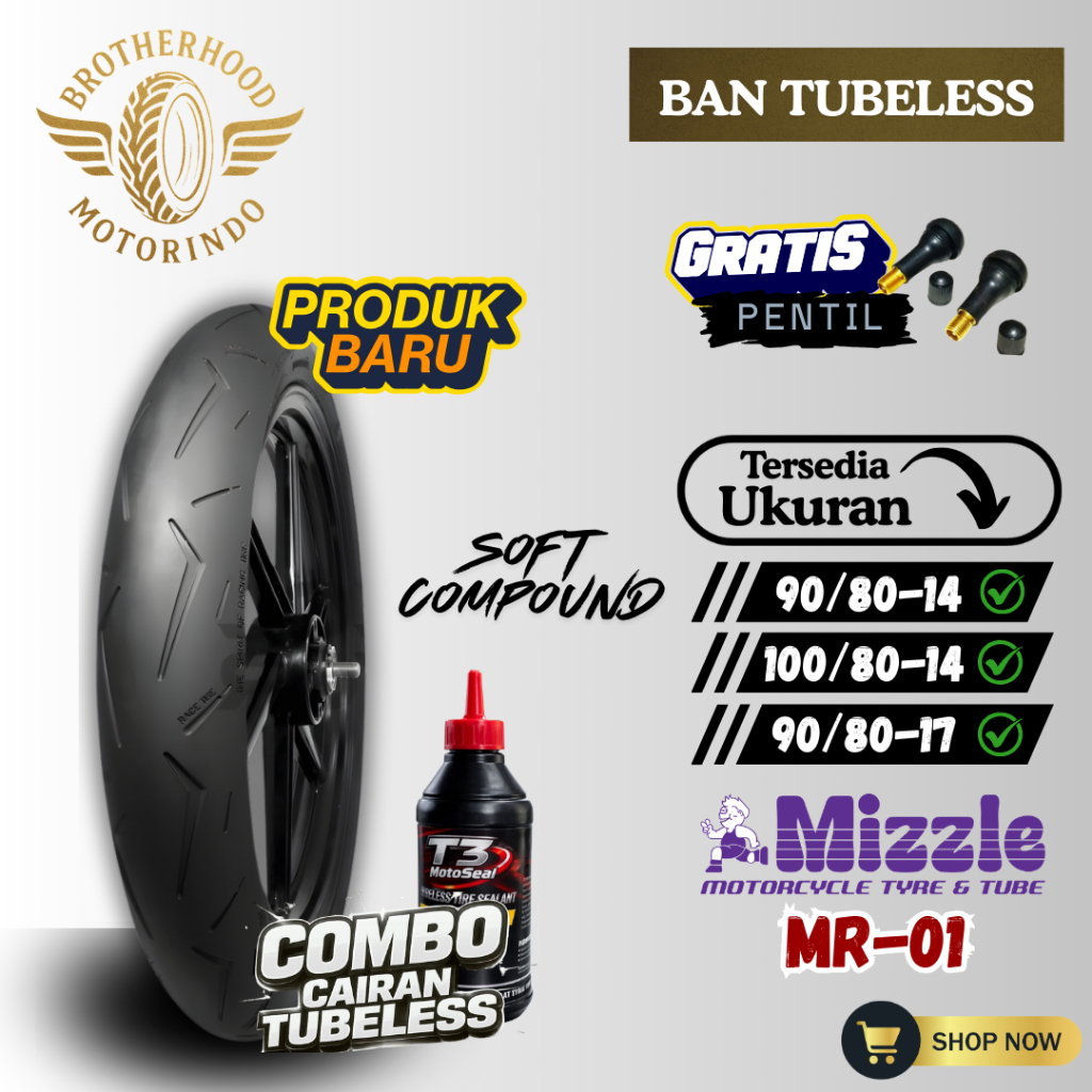 BAN MIZZLE MR 01 SOFT COMPOUND ( 90/80-14 / 100/80-14 / 90/80-17 ) MR X ( 80/80-14 / 90/80-14 ) SOFT