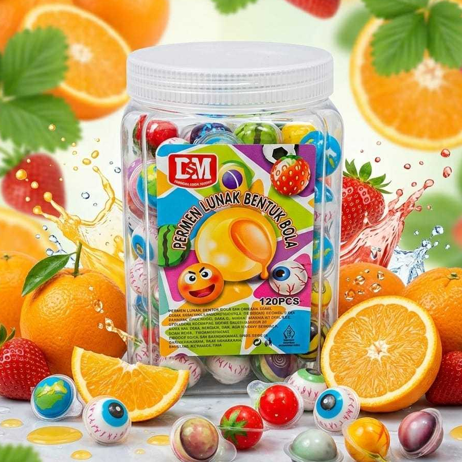 DSM Jelly toples Yummy Permen lunak bentuk bola mata isi 50 dan 120 pcs