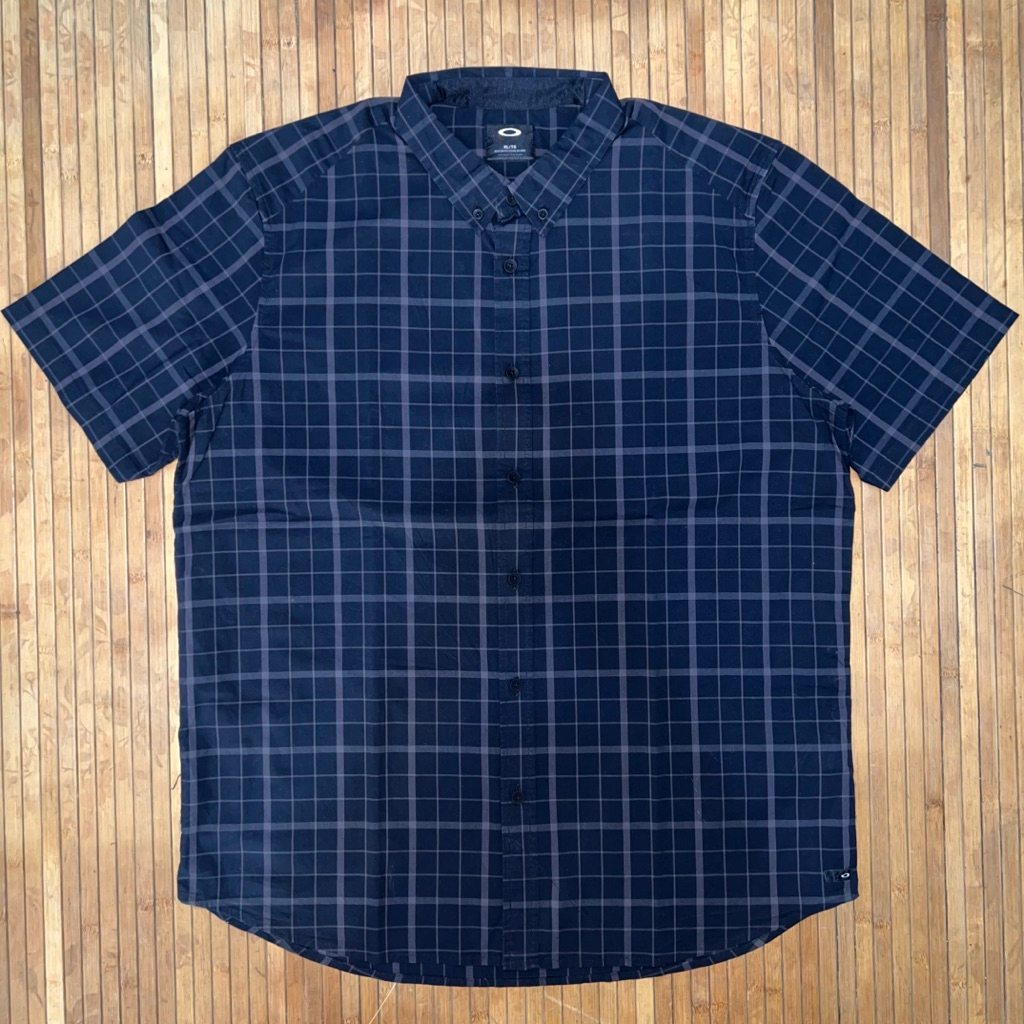 OAKLEY BLACK PLAID GINGHAM TARTAN BUTTON DOWN SHORT SLEEVE SHIRT fred perry under armour