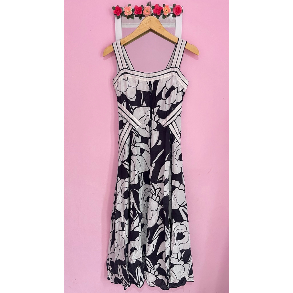 DRESS OL LONG PANTAI HITAM PUTIH KATBOL KOREANSTYLE BKK VINTAGE