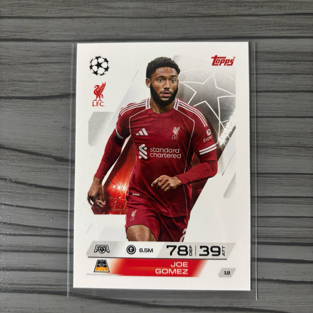 Kartu Bola Joe Gomez Topps Match Attax 2025 2026 Liverpool
