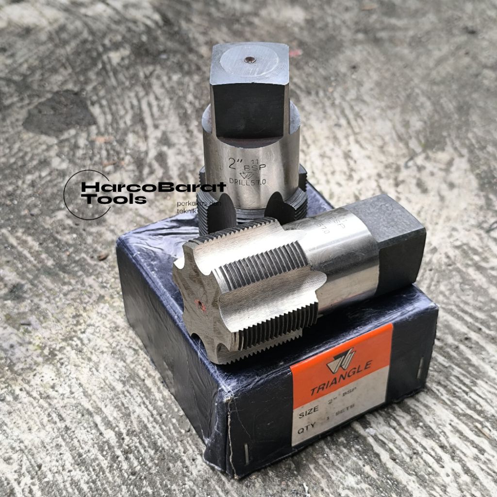 Mata Hand Tap BSP 2 Inch x 11 Mm Triangle Mata Bor Drat Baut Carbon Steel Cut Thread