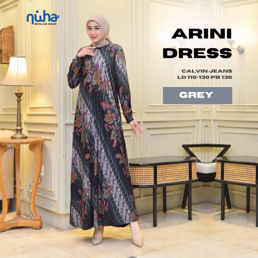 Arini Dress Riniya Maxy Gamis Bahan Calvin Jeans
