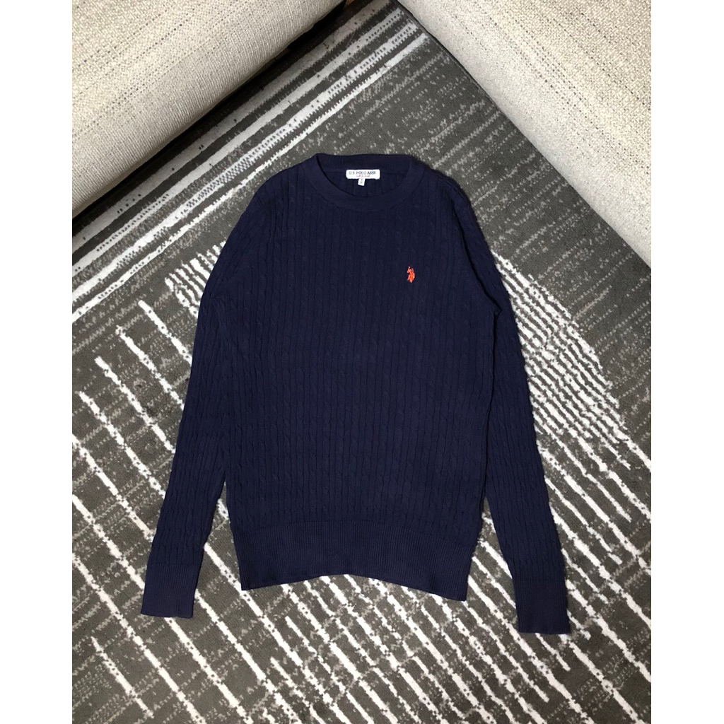 KNITWEAR CABLE BY USPA WITH NAVY COLOR