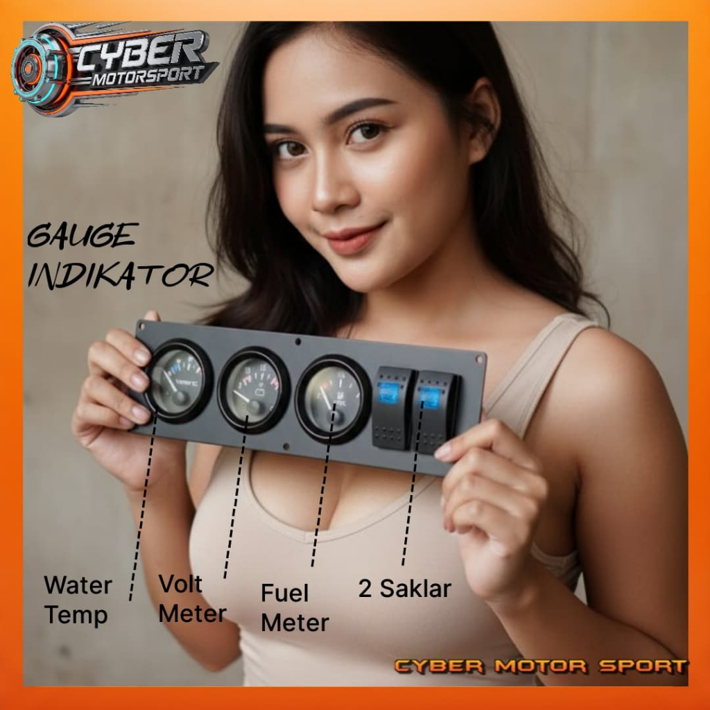 Gauge dashboard instrument cluster triple gauge. indikator mobil universal temperatur coklat suhu ai