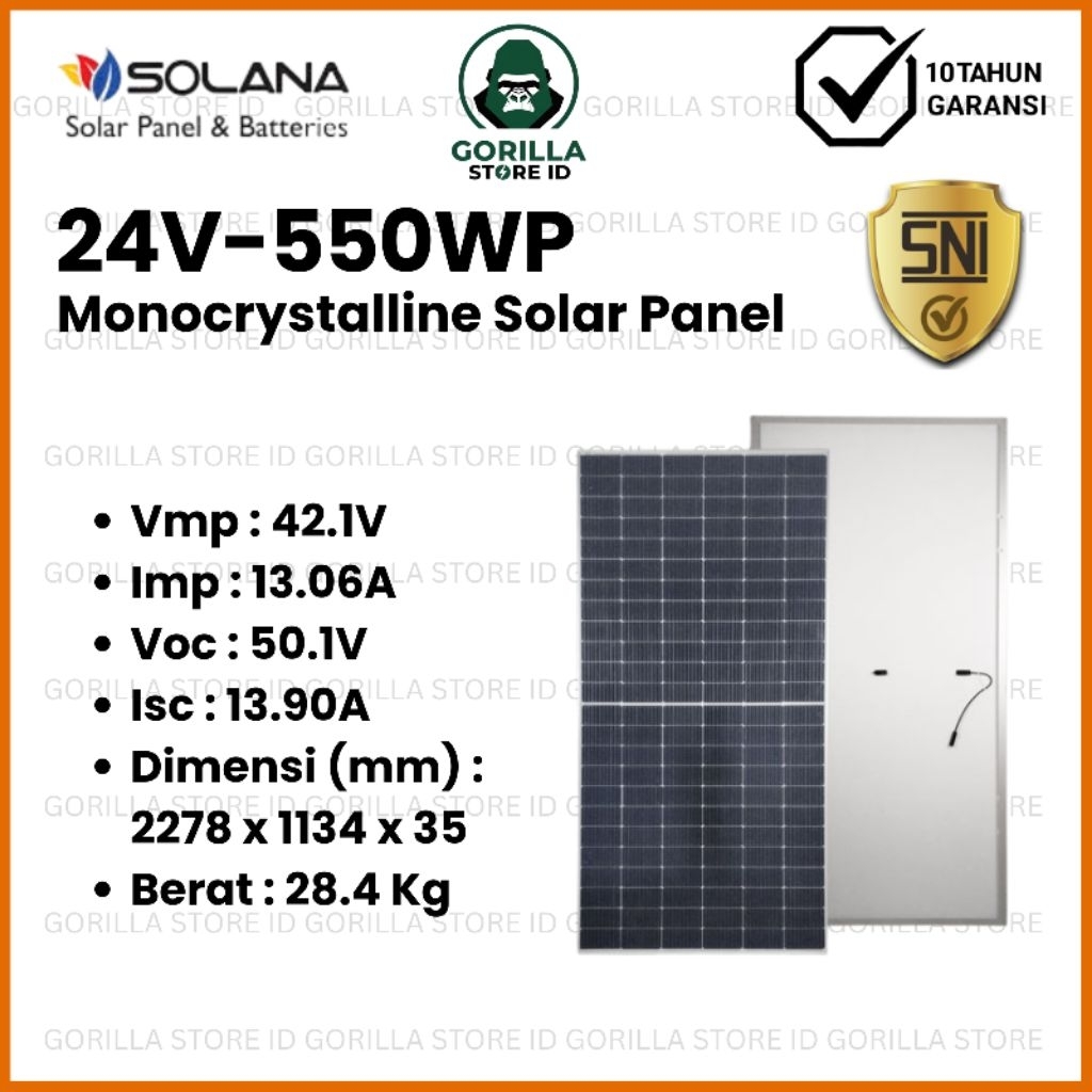 SOLAR PANEL 550WP SOLANA SOLAR CELL MONOCRYSTALLINE