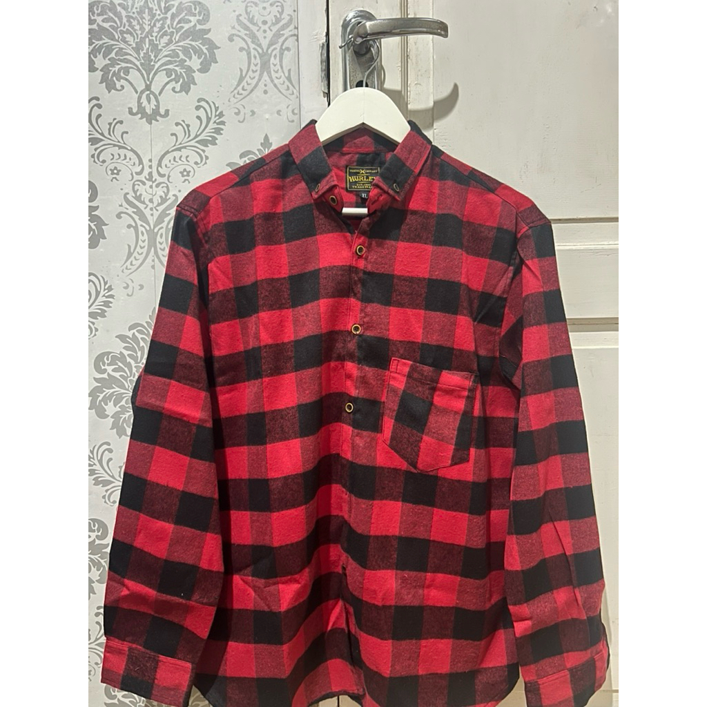 [preloved] kameja cowok flanel merah