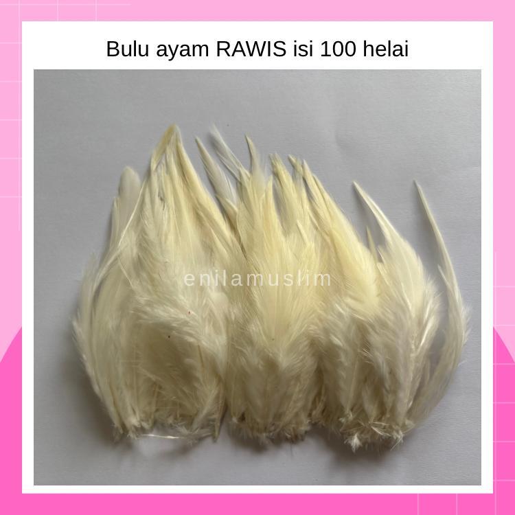 Bulu Ayam Rawis Putih 100 Helai Umpan Pancing Pengganti Cacing Aksesoris Hiasan Kepala Bulu Halus