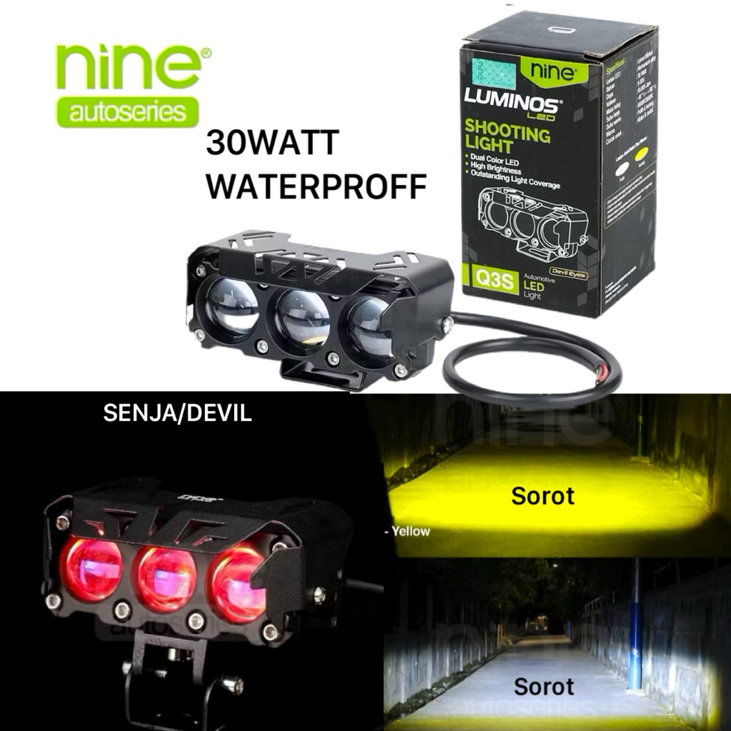 [COD]Luminos Lampu Tembak SQL3mata 4mata LUMINOS 72W 12-30VOLT Motor Mobil Gril Tambahan