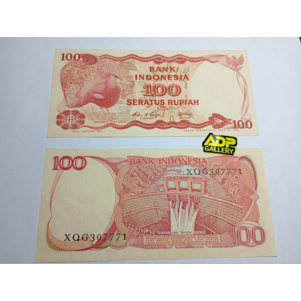 Uang kertas kuno asli indonesia 100 rupiah Goura, tahun 1984, Edisi koleksi