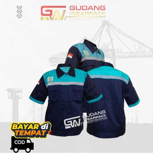 WEARPACK Kerja  Lengan Pendek Warna Dongker - Biru Langit