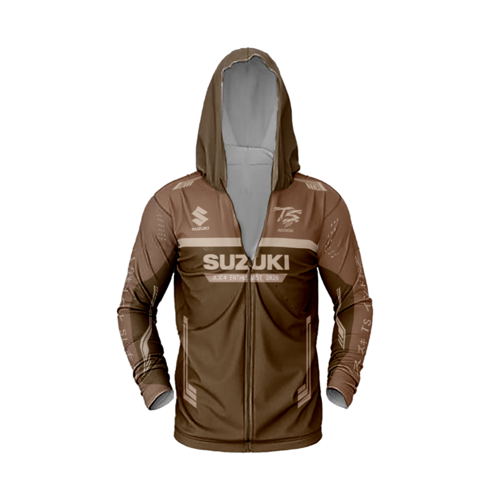 Jaket Suzuki Racing Hoodie Fullprint Sublimasi Waterproof – Jaket Motor Touring Komunitas