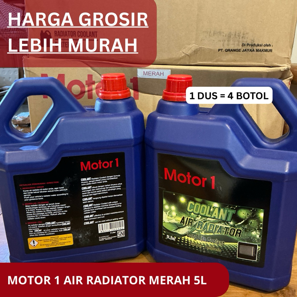 Air Radiator Merah 5 Liter Motor 1 Coolant Radiator Mobil Motor - Anti Karat Anti Overheat Radiator 
