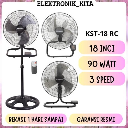 MIYAKO KIPAS ANGIN 18 INCI KST-18 RC KST-18RC KST18 KST 18 STAND FAN DESK WALL 3 IN 1 GARANSI RESMI