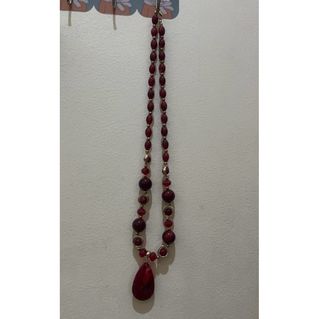 Kalung Wanita Etnik Batu Panjang Aksesoris Fashion