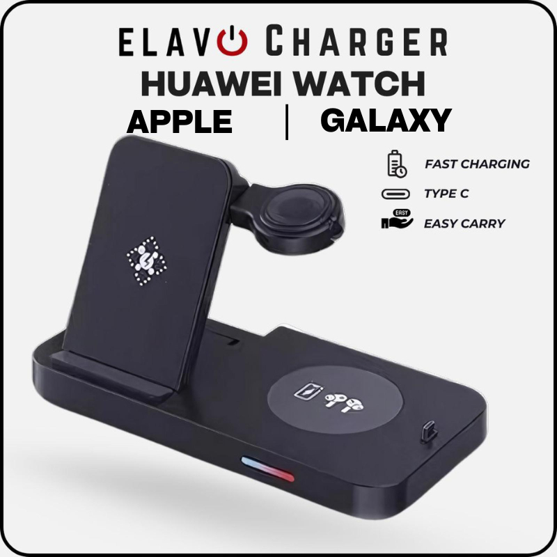 Elavo Wireless Charger Dock Type C Charging for galaxy watch 8 7 6 5 4 Ultra classic pro apple watch