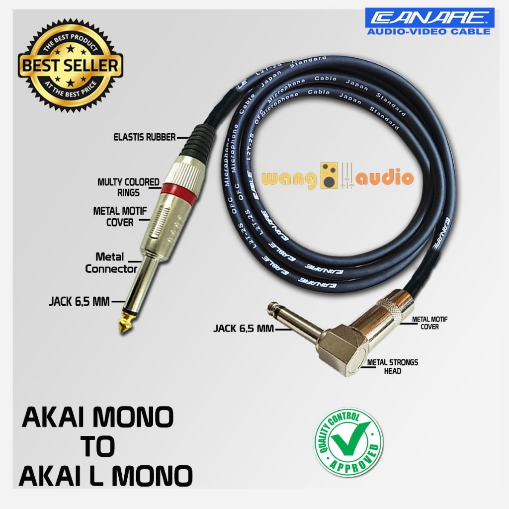 JAPAN STANDARD - Kabel Audio / Kabel Mic / Kabel Gitar Jack Akai Mono to Jack L Mono Besi - WANG