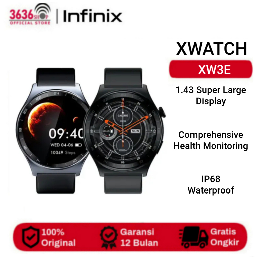 Infinix Smart Watch XW3E - 1.43 Inch Amoled Display - Waterproof IP68 - Battery 300 mAh - Garansi Re