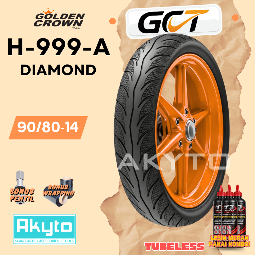 [90/80-14] GOLDEN CROWN H999A DIAMOND TUBELESS RING 14 FREE PENTIL BAN MOTOR HARIAN H 999 A H 999A