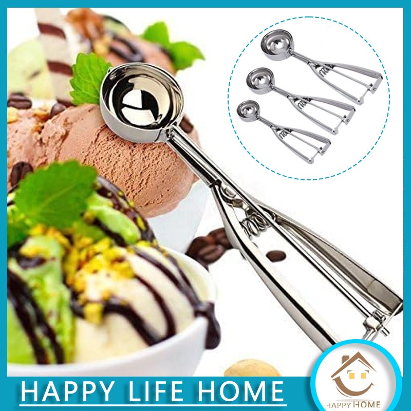 Sendok Es Krim Stainless Steel Kecil/BesarSendok Es Krim Semangka Baller Sendok Buah Sendok Makanan 