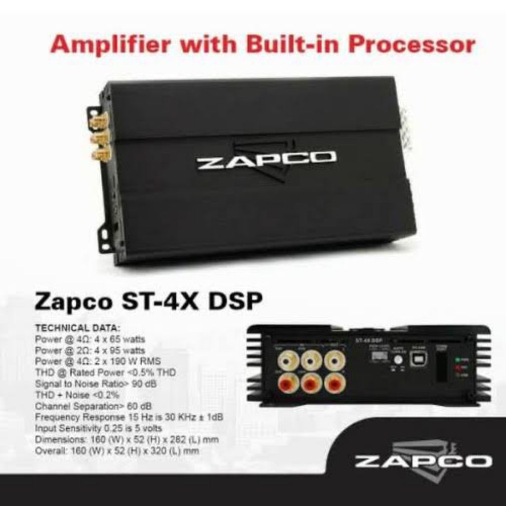 ZAPCO ST4X DSP 4ch digital amplifier