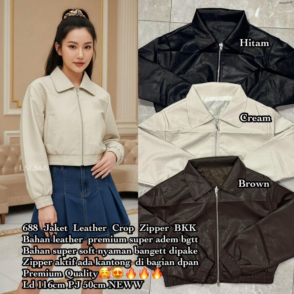 688 JAKET LEATHER CROP