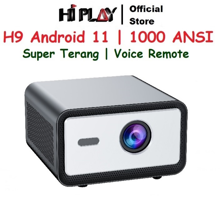 HIPLAY - H9 Proyektor Smart Android 11 | 1000 ANSI Lumens | RAM 2GB/32GB | WiFi | Bluetooth