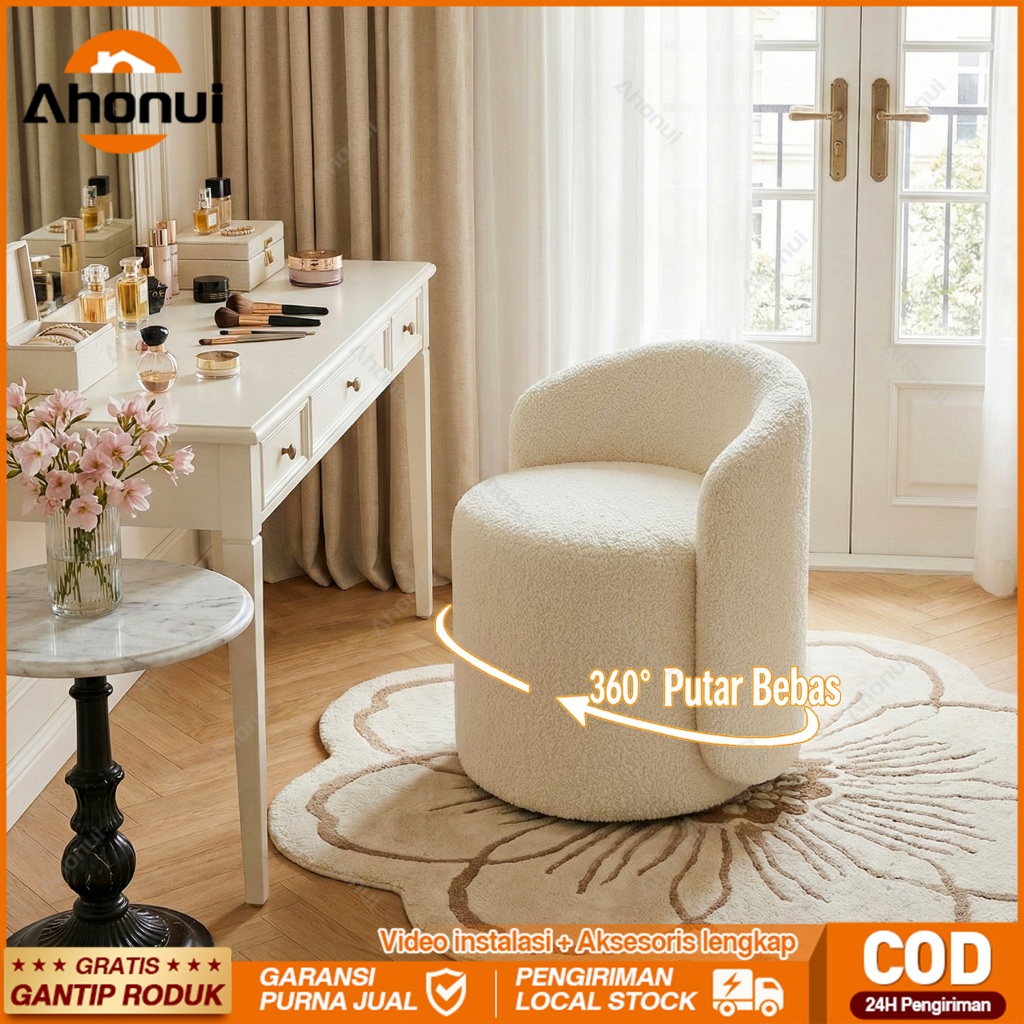 Kursi Meja Rias Putar Chair 360° Estetik Makeup Kursi Meja Rias Salon Kuku Meja Rias Santai Kursi ra