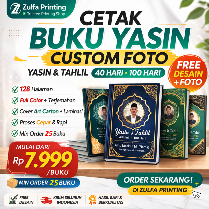 Cetak Buku Yasin Custom Foto | Yasin Tahlil 40 Hari 100 Hari | Free Desain | Harga Murah