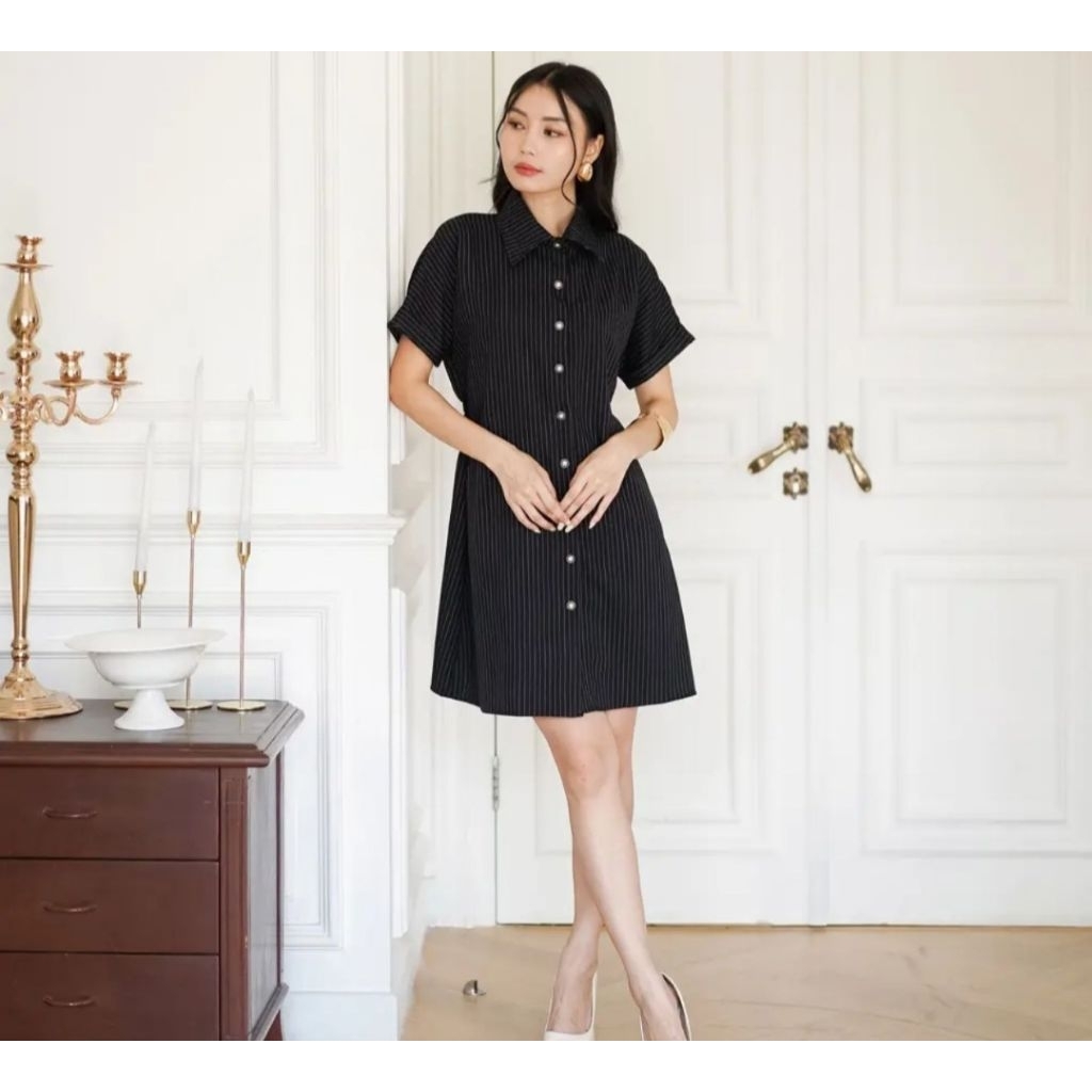 Dress bangkok Kancing Kemeja Kantor Wanita