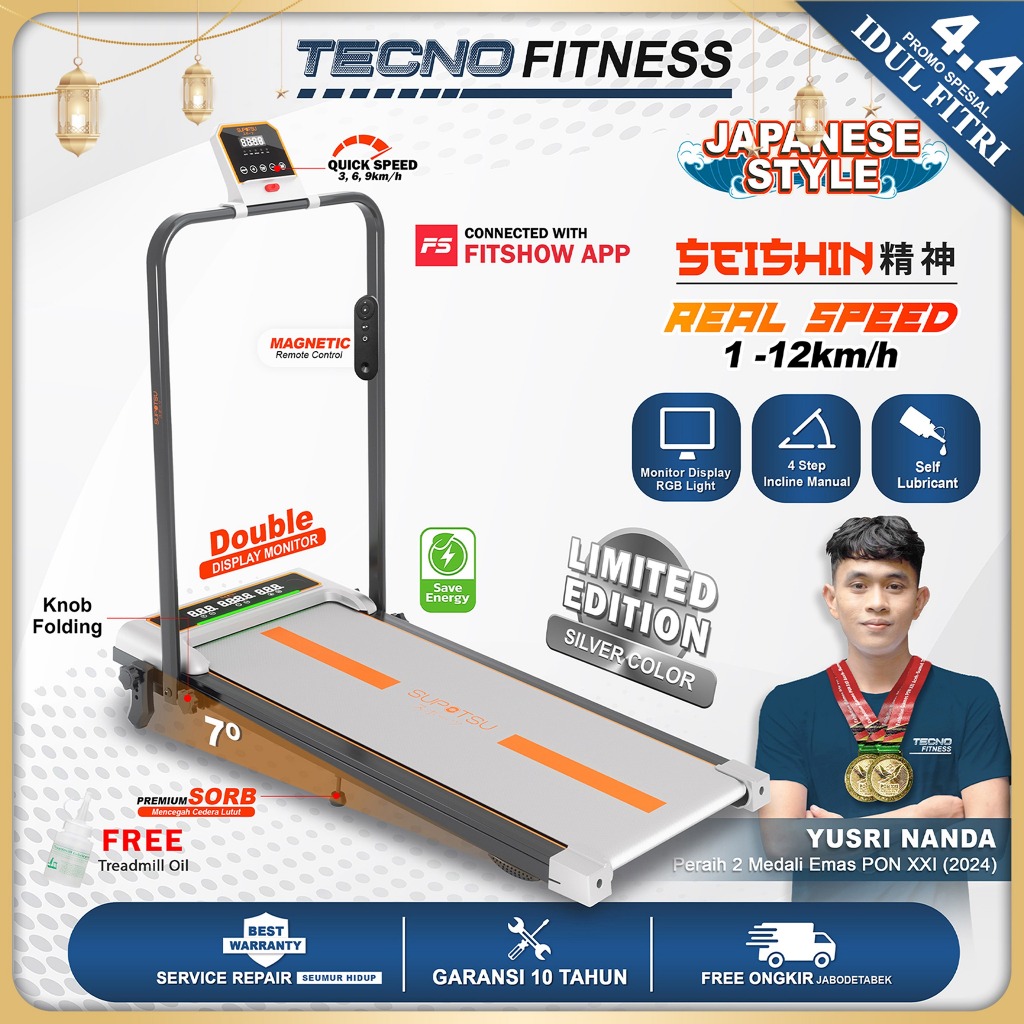 SUPOTSU Seishin Treadmill Listrik Treadmill Portable Treadmill Multifungsi Treadmil Lipat Treadmill 