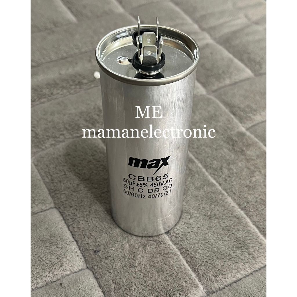 KAPASITOR ELCO AC BULAT 50UF 450V METAL / KAPASITOR MESIN CUCI 50UF 450V METAL
