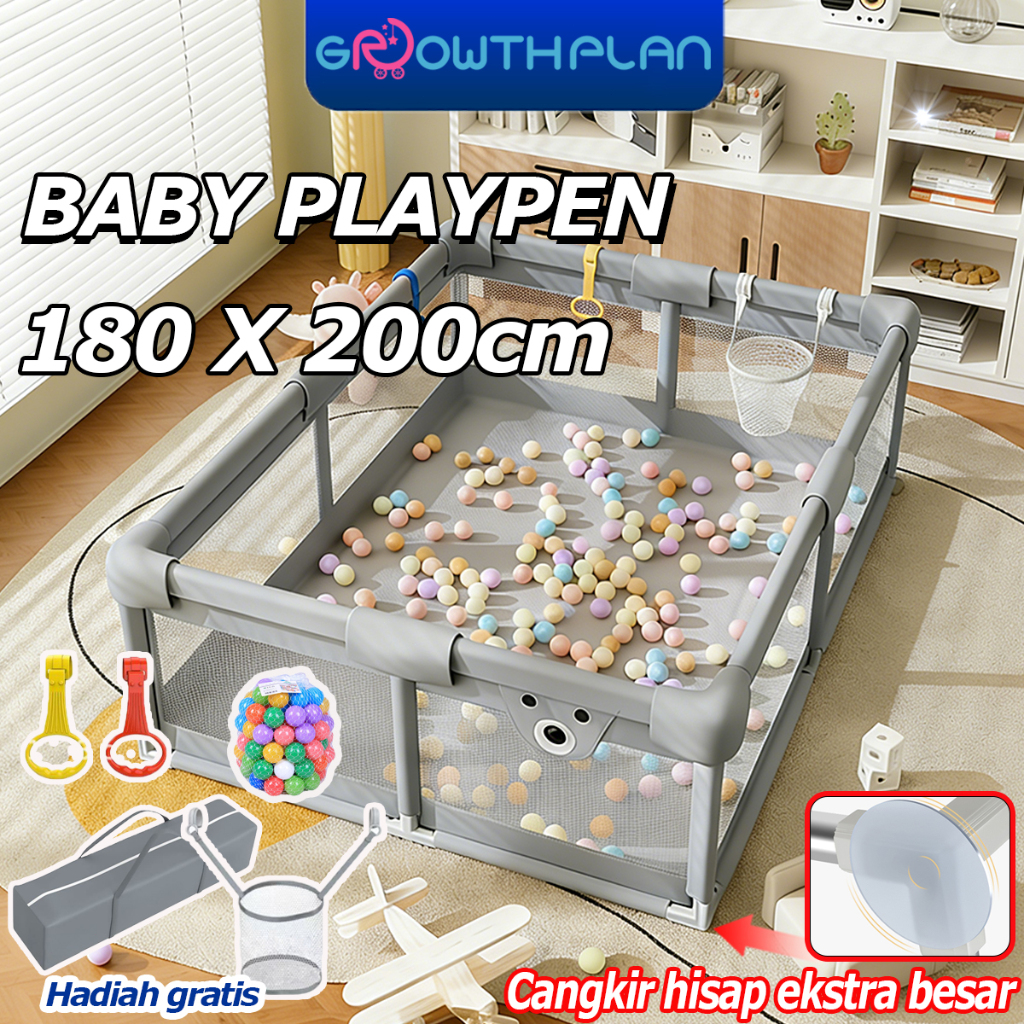 [Aman Untuk Digigit]Pagar Bayi Bermain Untuk Bayi Pagar Mainan Anak Baby Dengan Rangka Stainless Pla